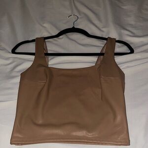 Leather Elegant Tan Women's Top